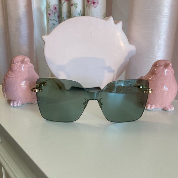 Christian Dior CD Chain rimless butterfly shield sunglasses, green - Picture 2 of 6